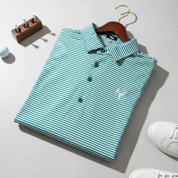 Striped Green Performance Polo