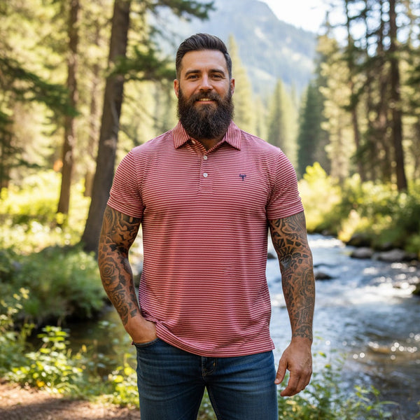 Striped Red Performance Polo — Yeup Outfitters, view 2
