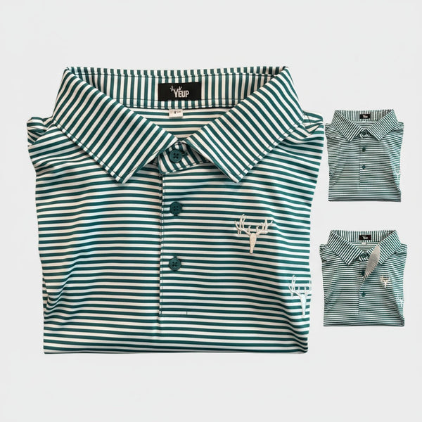 Striped Green Performance Polo