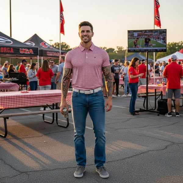Georgia Map Red Performance Polo — Yeup Outfitters