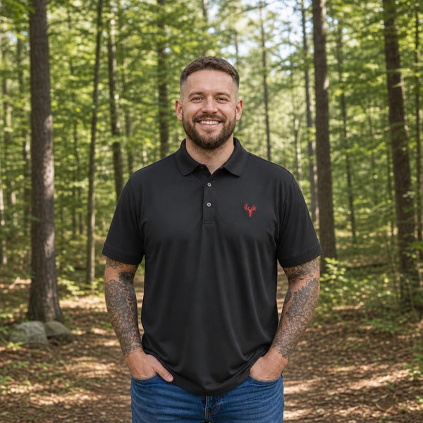 Game Day Angus Black Performance Polo