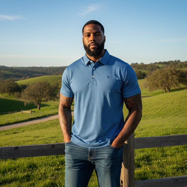 Striped Blue Performance Polo — Yeup Outfitters