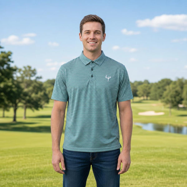 Striped Green Performance Polo