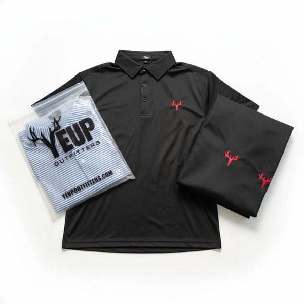 Game Day Angus Black Performance Polo