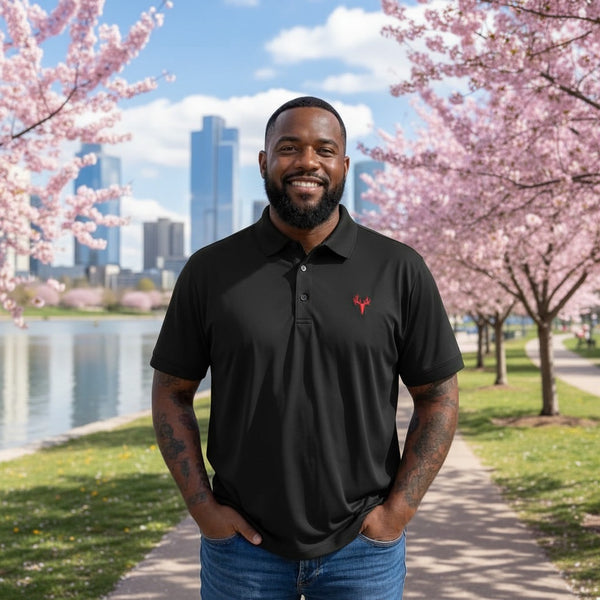 Game Day Angus Black Performance Polo